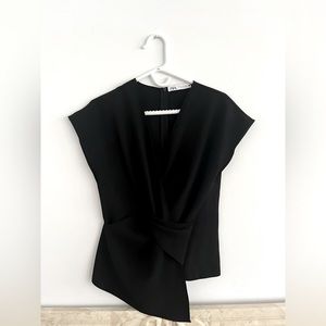 Zara Asymmetrical Front Knot V Neck Top